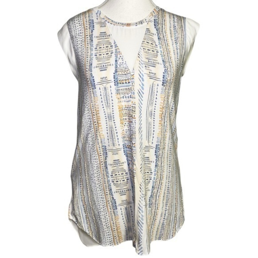 Lysse Soft Modal Blend Mixed Media Fabric Short Sleeve Top